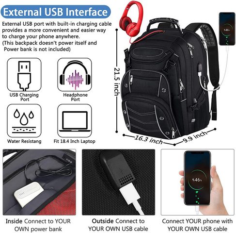 Veckuson Unisex Multiple-Pocket Backpack