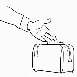 Person donating a luggage