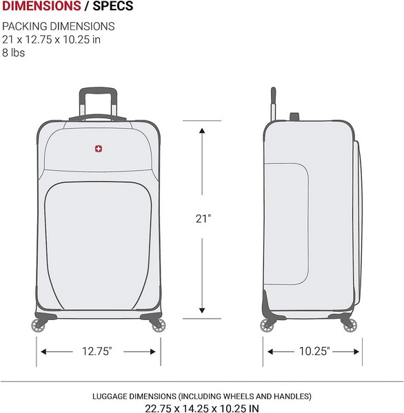 Swissgear Sion Softside Carry-on 21-Inch luggage dimensions.