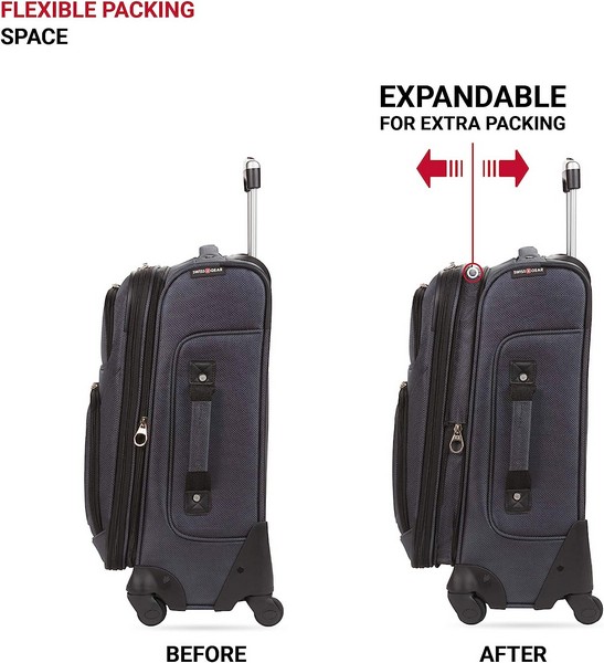 Swissgear Sion Softside Carry-on 21-Inch luggage expandable feature.