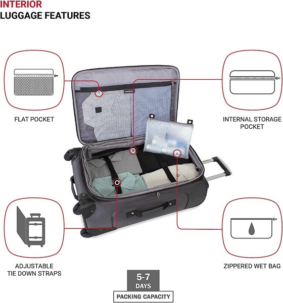 Swissgear Sion Softside Medium Checked 25-Inch luggage interior